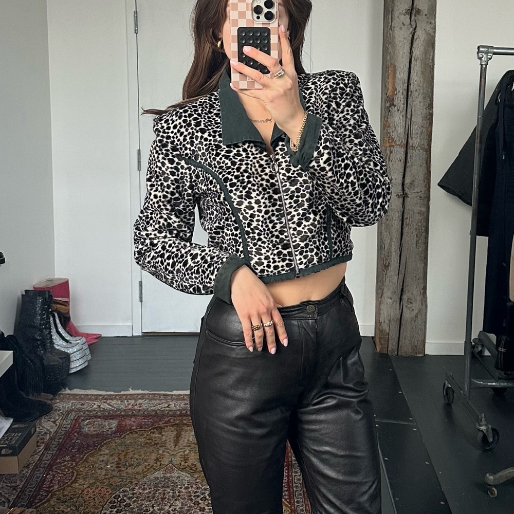 vintage 90’w Leopard Print Cropped Jacket